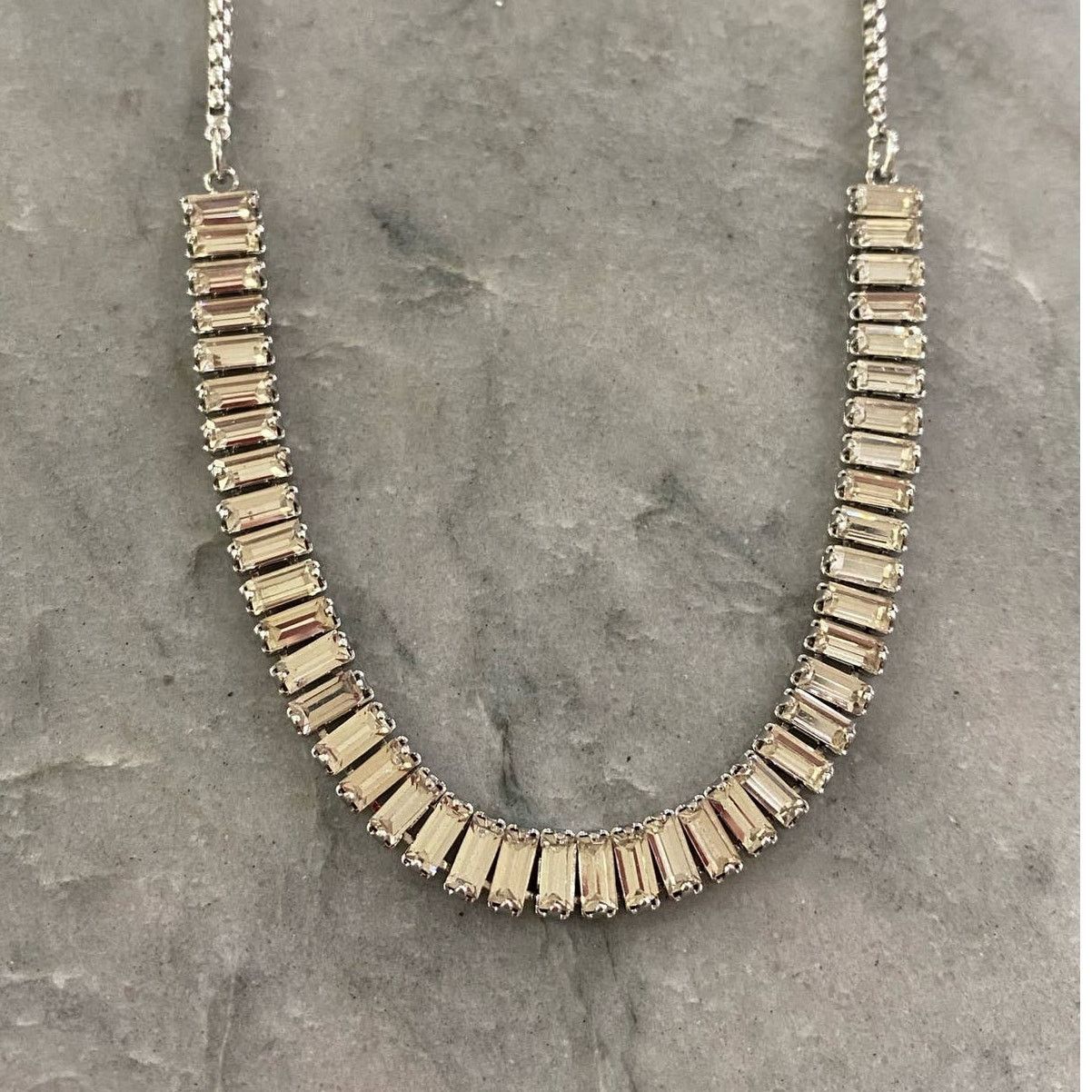 Other INC Silver-Tone Baguette-Crystal Statement Necklace Size ONE SIZE - 3 Thumbnail