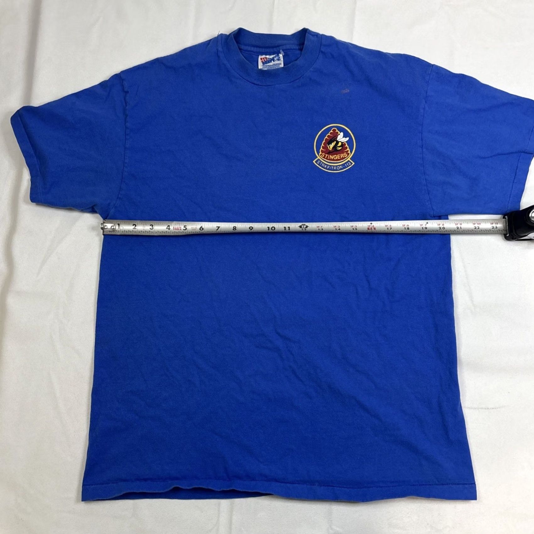 Hanes VINTAGE Hanes Beefy-T T-Shirt Men L Blue Graphic 90s USA Military Hornet F/A-18 Stingers Hanes Beefy- T Mens Size US L / EU 52-54 / 3 - 4 Thumbnail