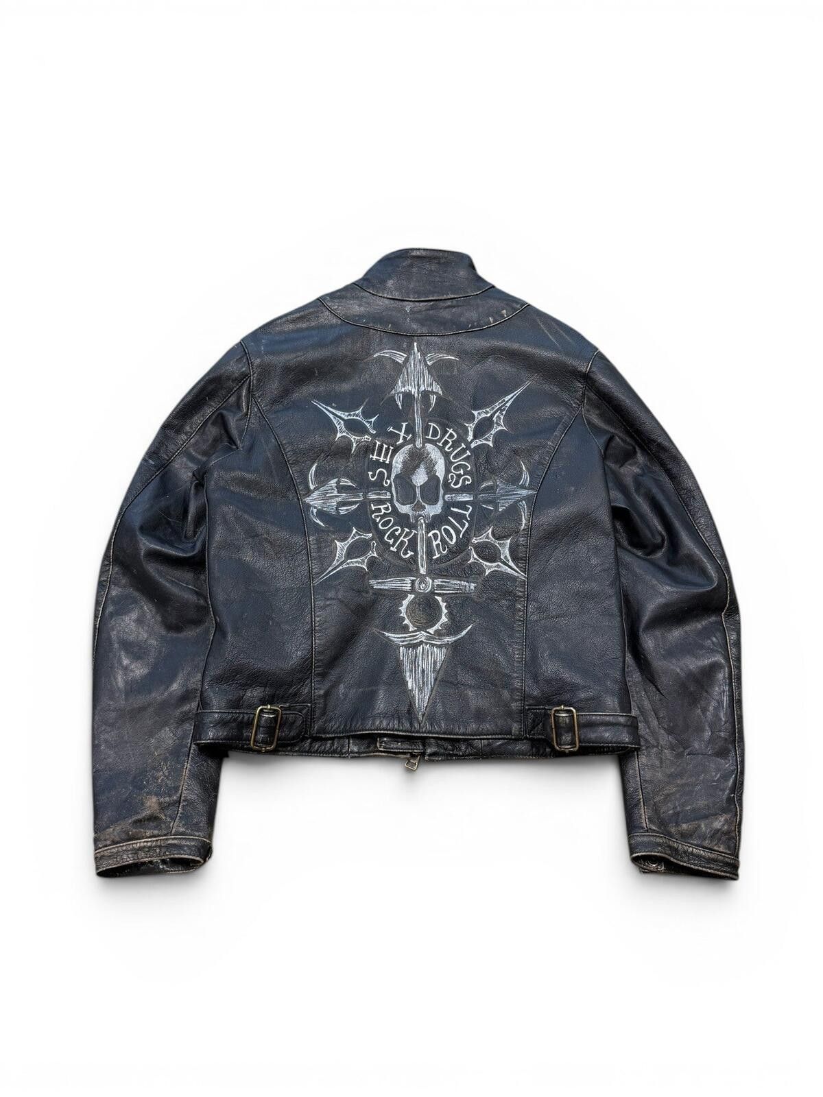 Other Black Rain Sex Drugs Rock & Roll Leather Jacket Size Large Size L / US 10 / IT 46 - 2 Thumbnail