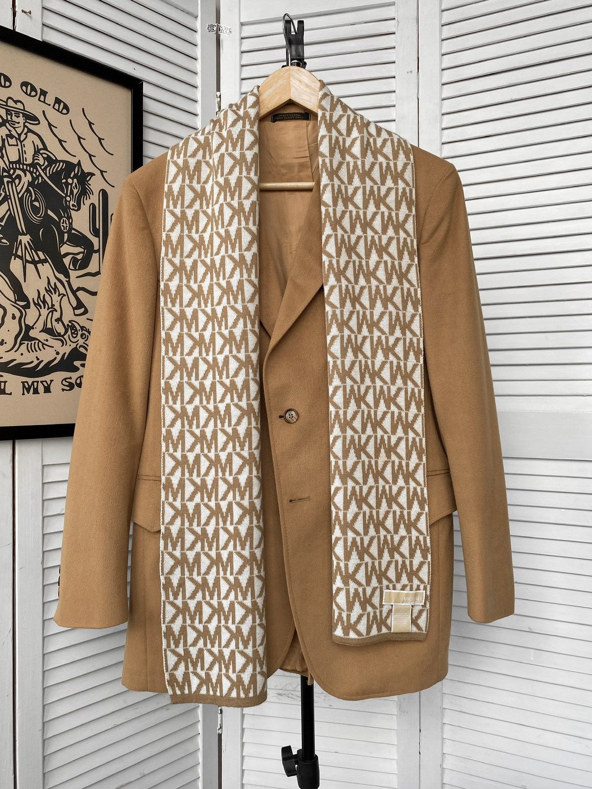 Designer × Michael Kors Michael Kors Wool Monogram MK Scarf Size ONE SIZE - 1 Thumbnail
