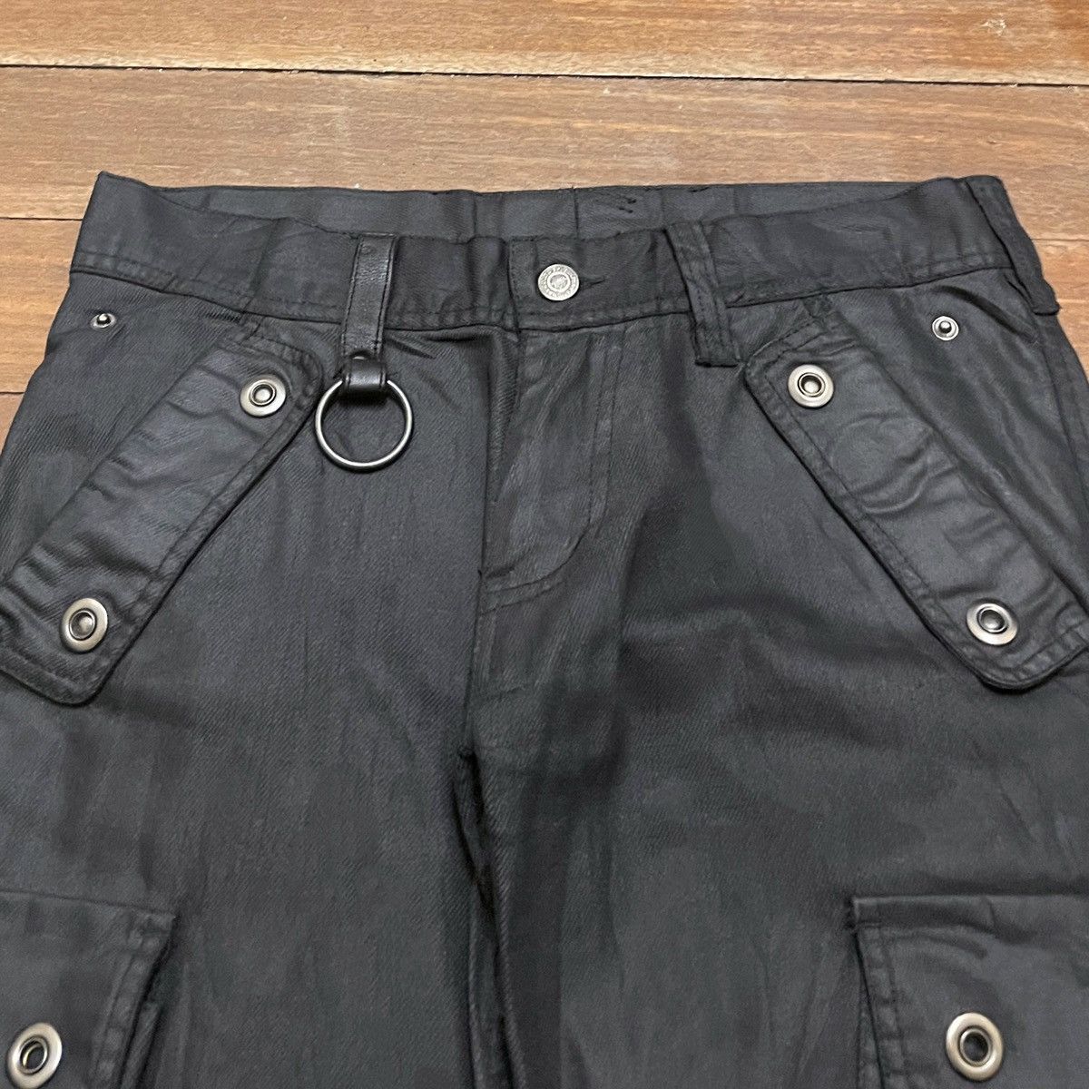 Tornado Mart Rare Vintage Tornado Mart Waxed Flared Tactical Pants 2000s Size US 30 / EU 46 - 3 Thumbnail