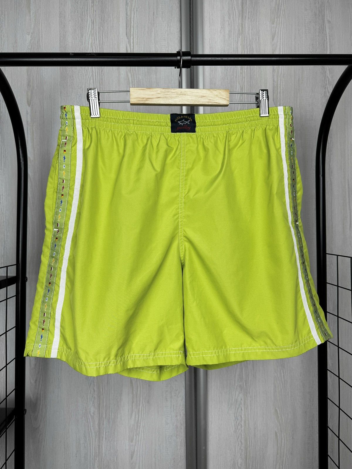 Paul & Shark Paul & Shark acid green swimwear shorts with stripes size L Size US 34 / EU 50 - 2 Thumbnail