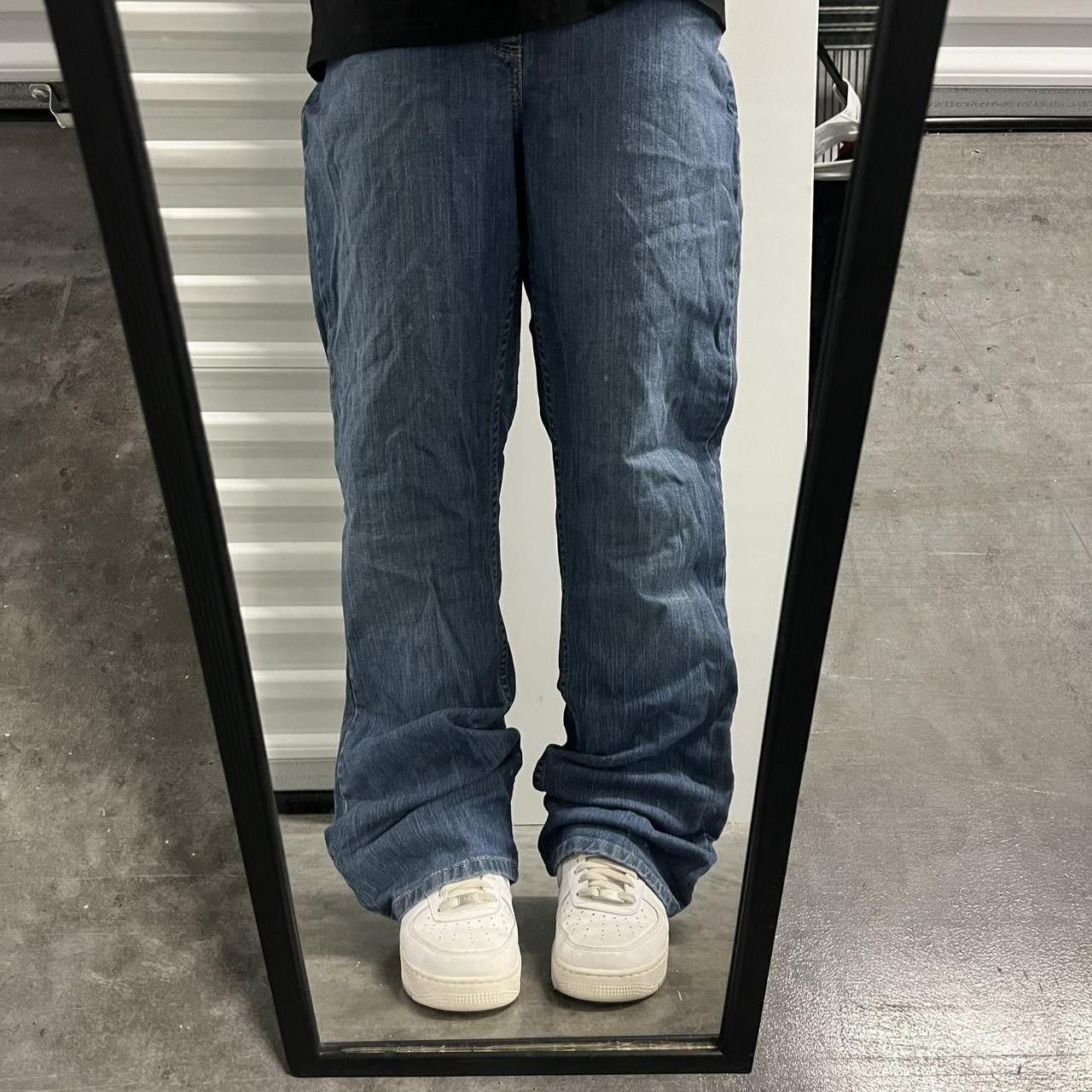 Japanese Brand × Vintage Vintage Y2K/2000s Baggy Bootcut Dark wash Denim Jeans! Size US 36 / EU 52 - 1 Thumbnail