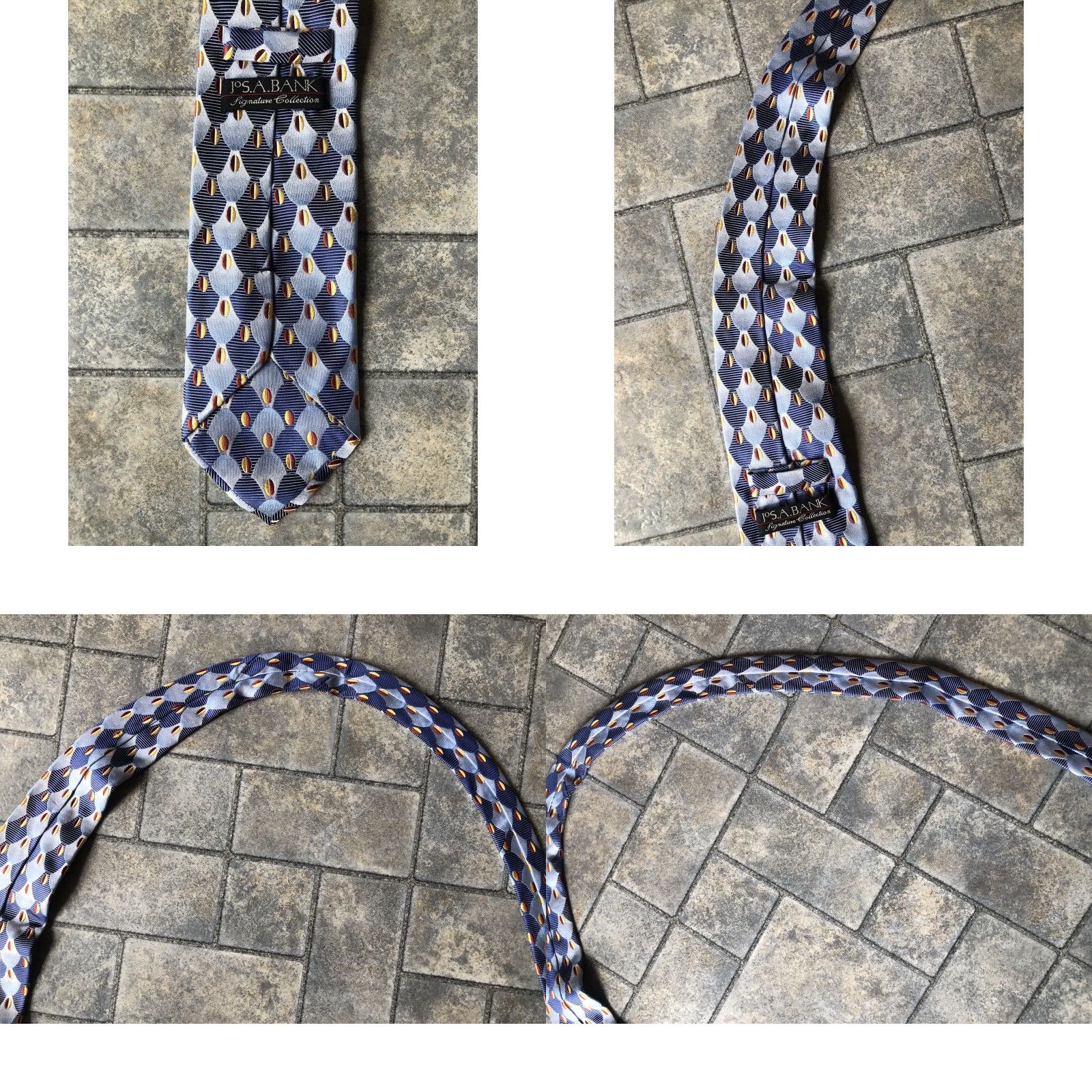 Jos. A. Bank VINTAGE Jos A Bank Signature Collection Tie One Size Mens 59in 4in Silk Italy Blue Abstract Designer Mens Size ONE SIZE - 8 Thumbnail