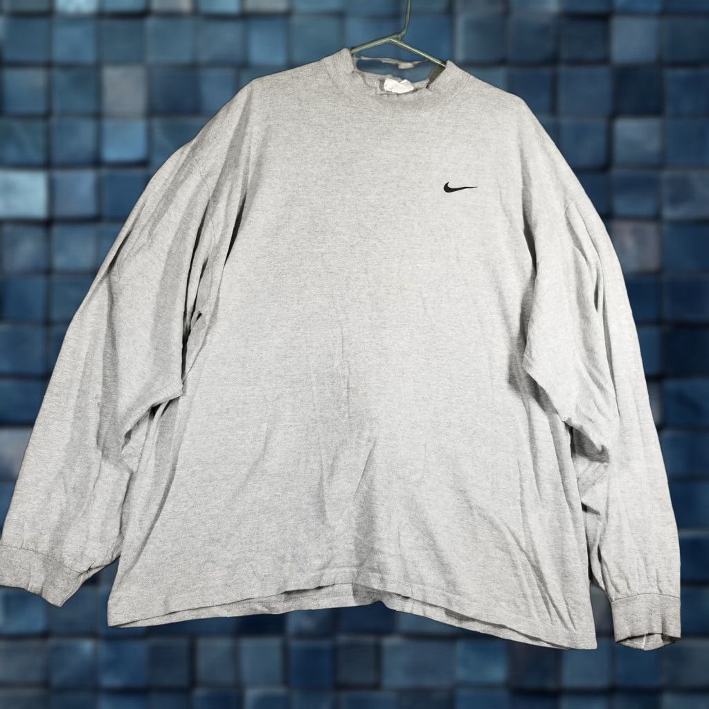 Nike VINTAGE Nike Shirt Mens 2XL Gray Long Sleeve Swoosh Made USA 90s Size US XXL / EU 58 / 5 - 1 Thumbnail
