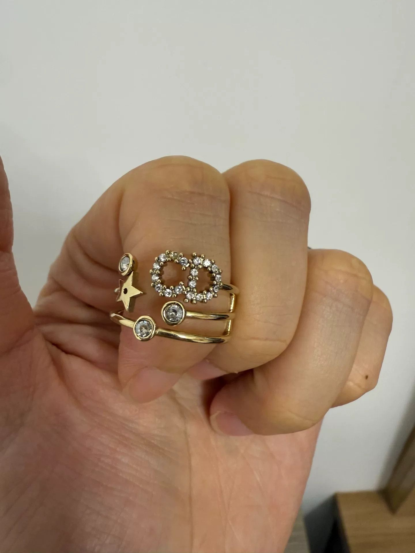 Dior Dior Gold Diamond Accent Ring Size ONE SIZE - 1 Thumbnail