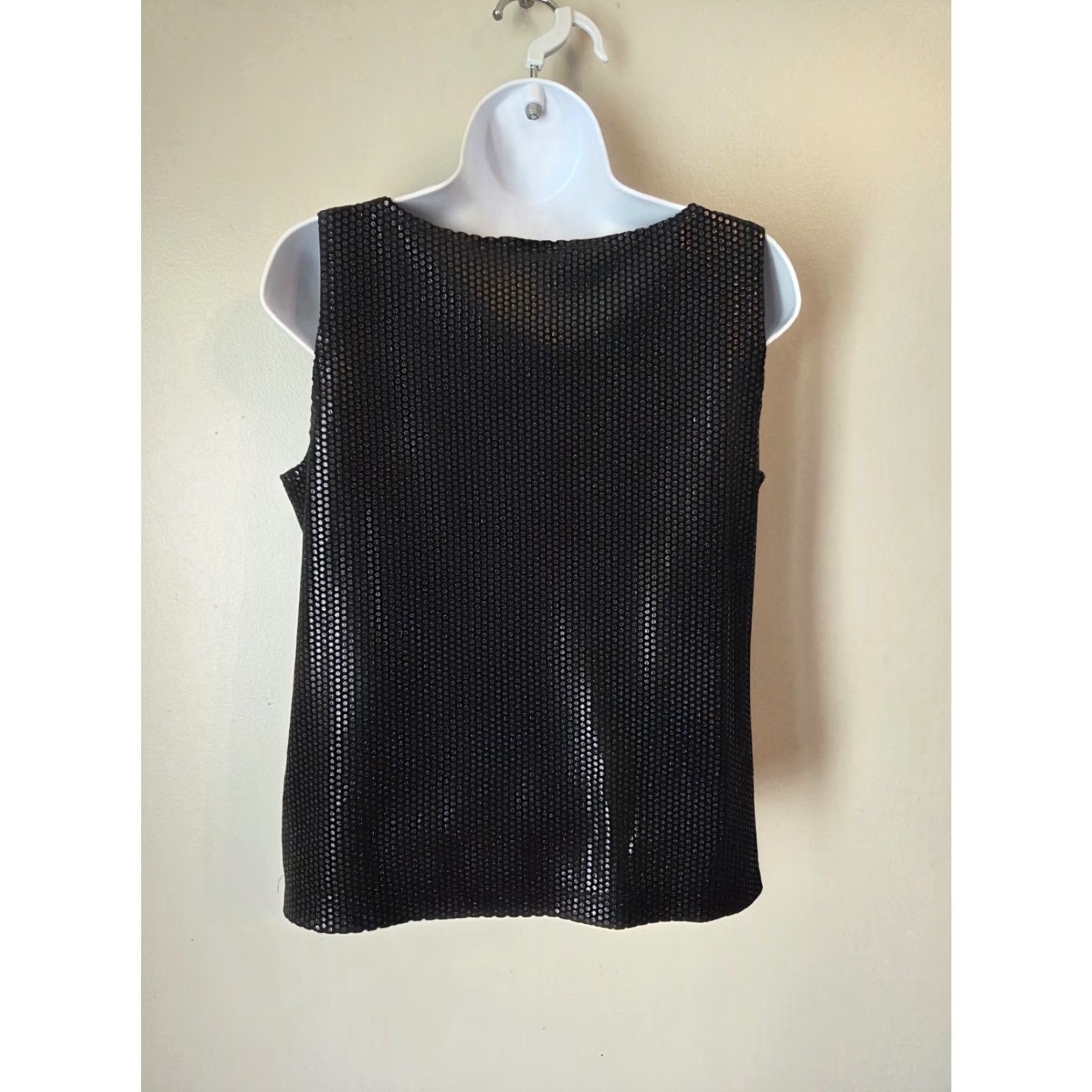 Vintage VINTAGE Chico's Design Black Sparkly Polka Dot Top Shirt 90s Disco Sleeveless M Women Polka Dot Blouse Party Casual Womens Size M / US 6-8 / IT 42-44 - 4 Thumbnail