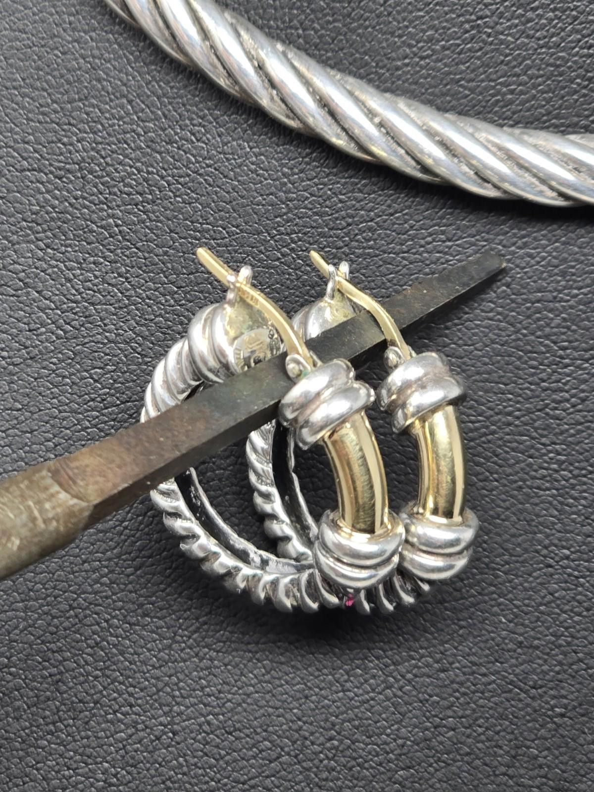 Other 925 Sterling Silver 18K Gold Cable Choker + Huggie Set Size ONE SIZE - 3 Thumbnail