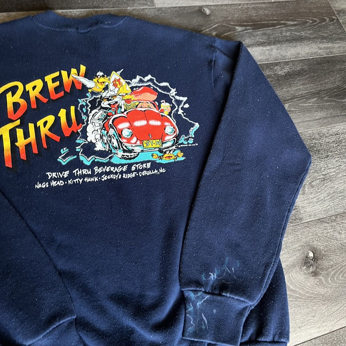 Band Tees × Vintage Vintage 1990s Brew Thru Outer Banks NC Crewneck Sweatshirt Size US M / EU 48-50 / 2 - 4 Thumbnail