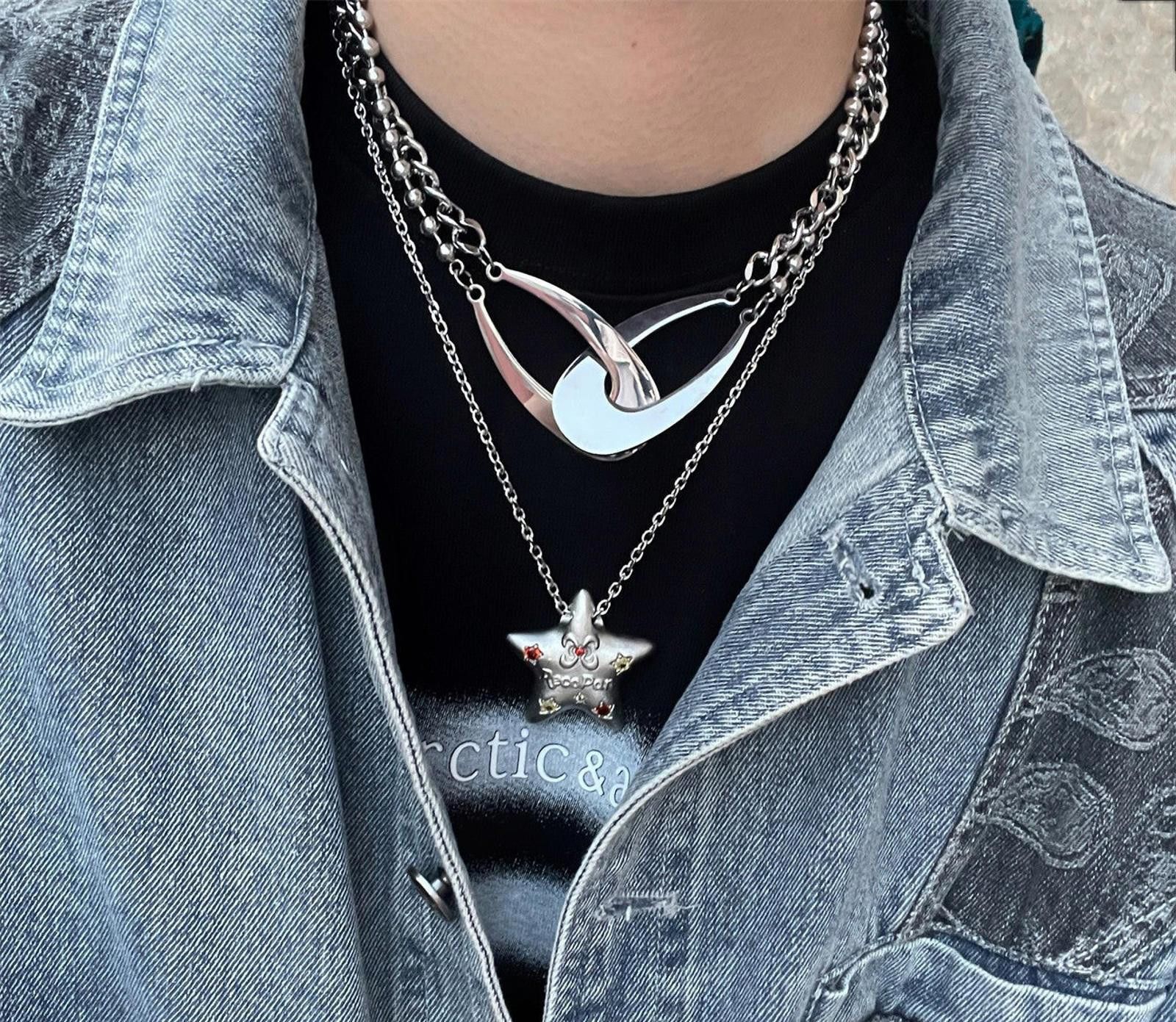 Jewelry Stylish Silver Statement Necklace Size ONE SIZE - 3 Thumbnail