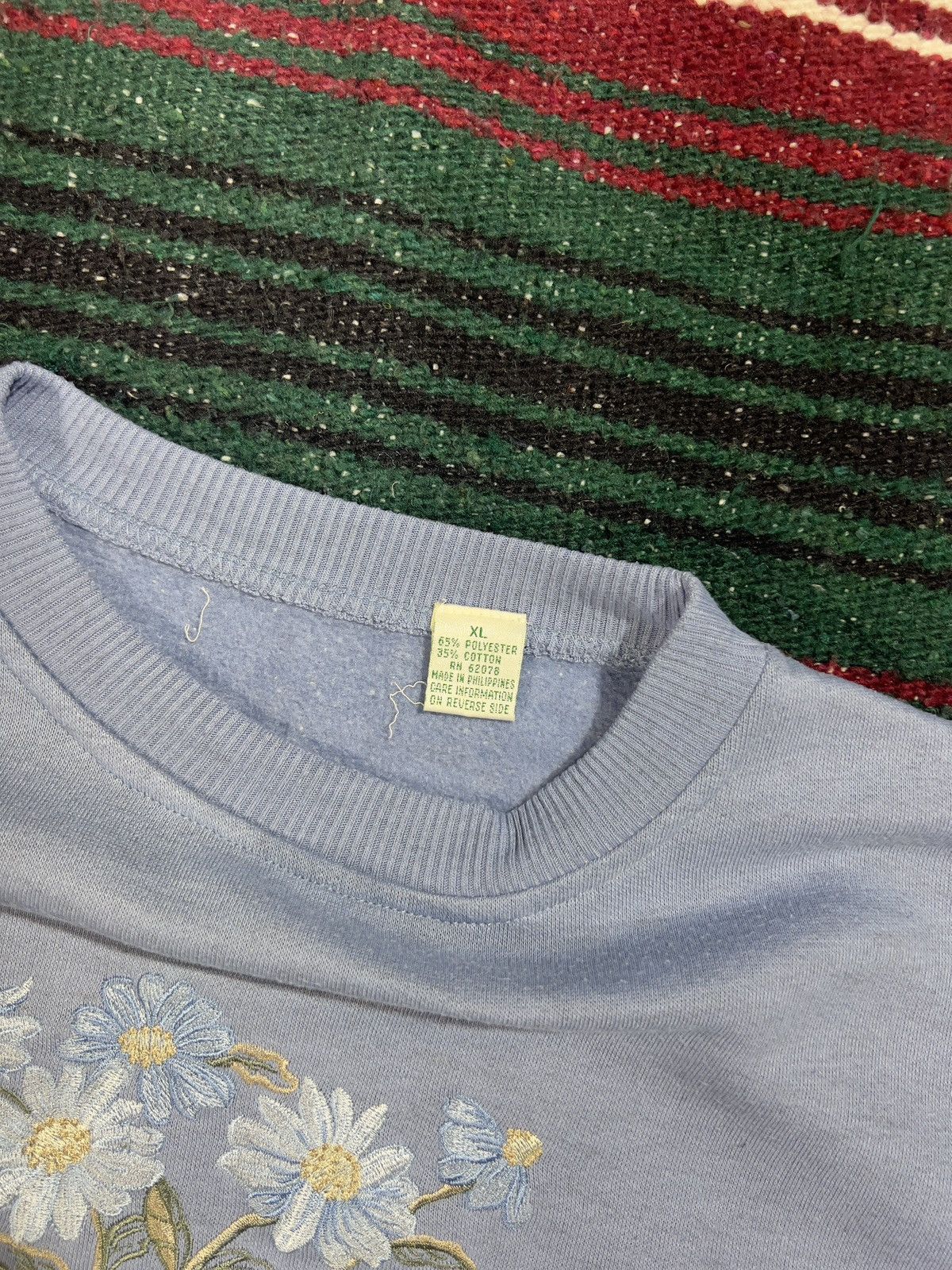 Vintage Vintage Blue Daisies Sweater Size XL / US 12-14 / IT 48-50 - 4 Thumbnail