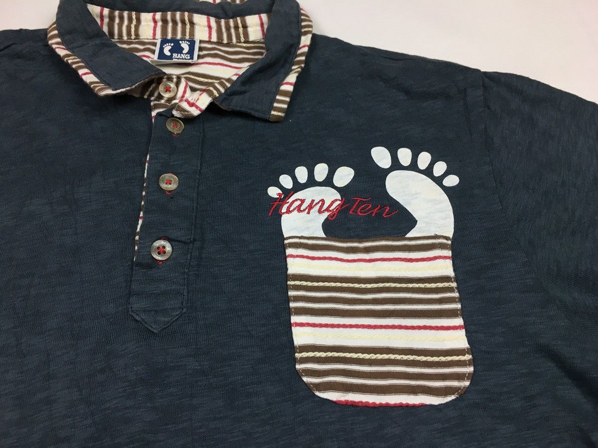 Hang Ten × Vintage Vintage 90s Hang Ten Striped Single Pocket Polo Tee Size US M / EU 48-50 / 2 - 3 Thumbnail