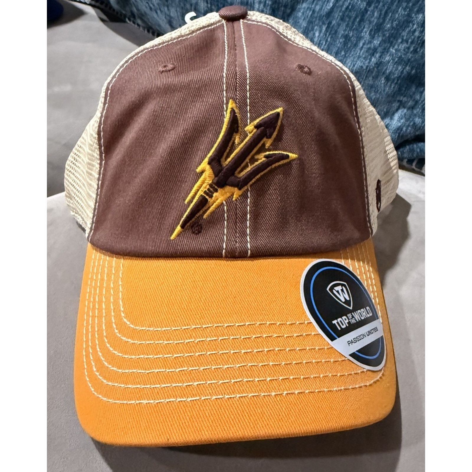 0 Arizona State Sun Devils Trucker Hat Brown Orange Adj Mesh Size ONE SIZE - 1 Thumbnail