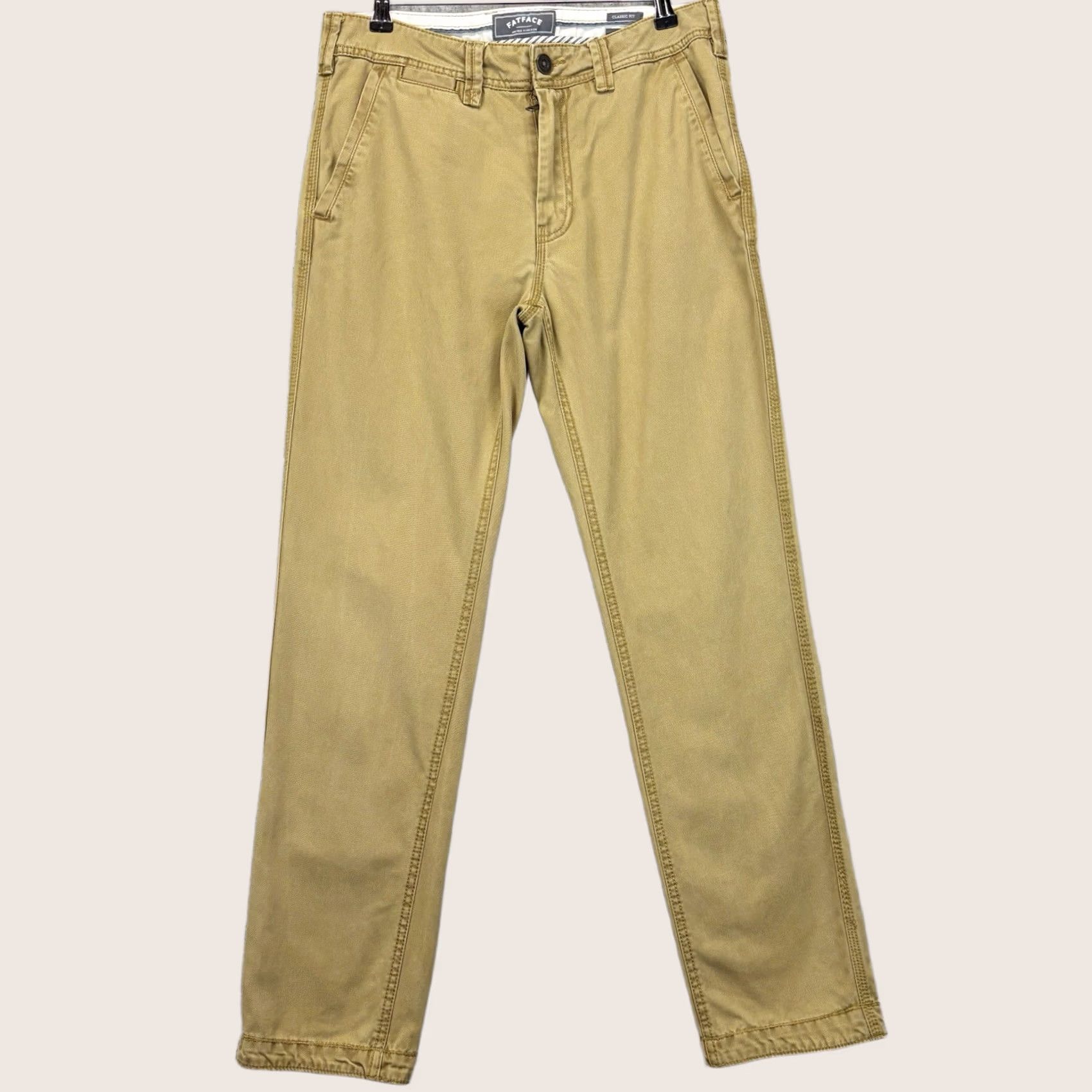 FatFace Fat Face Chino Trousers W32" L32" Men’s Classic Fit Dark Yellow Pants Regular Size 32 Vintage: No Size US 32 / EU 48 - 1 Thumbnail