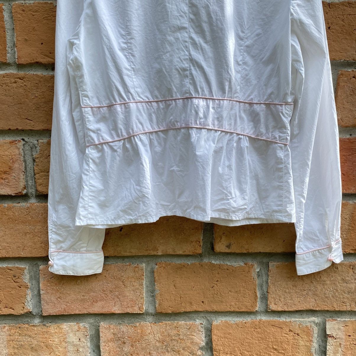 Japanese Brand B R G Y2K Punk Long Sleeve Ruffled Blouse with Pink Trim Size S / US 4 / IT 40 - 8 Thumbnail