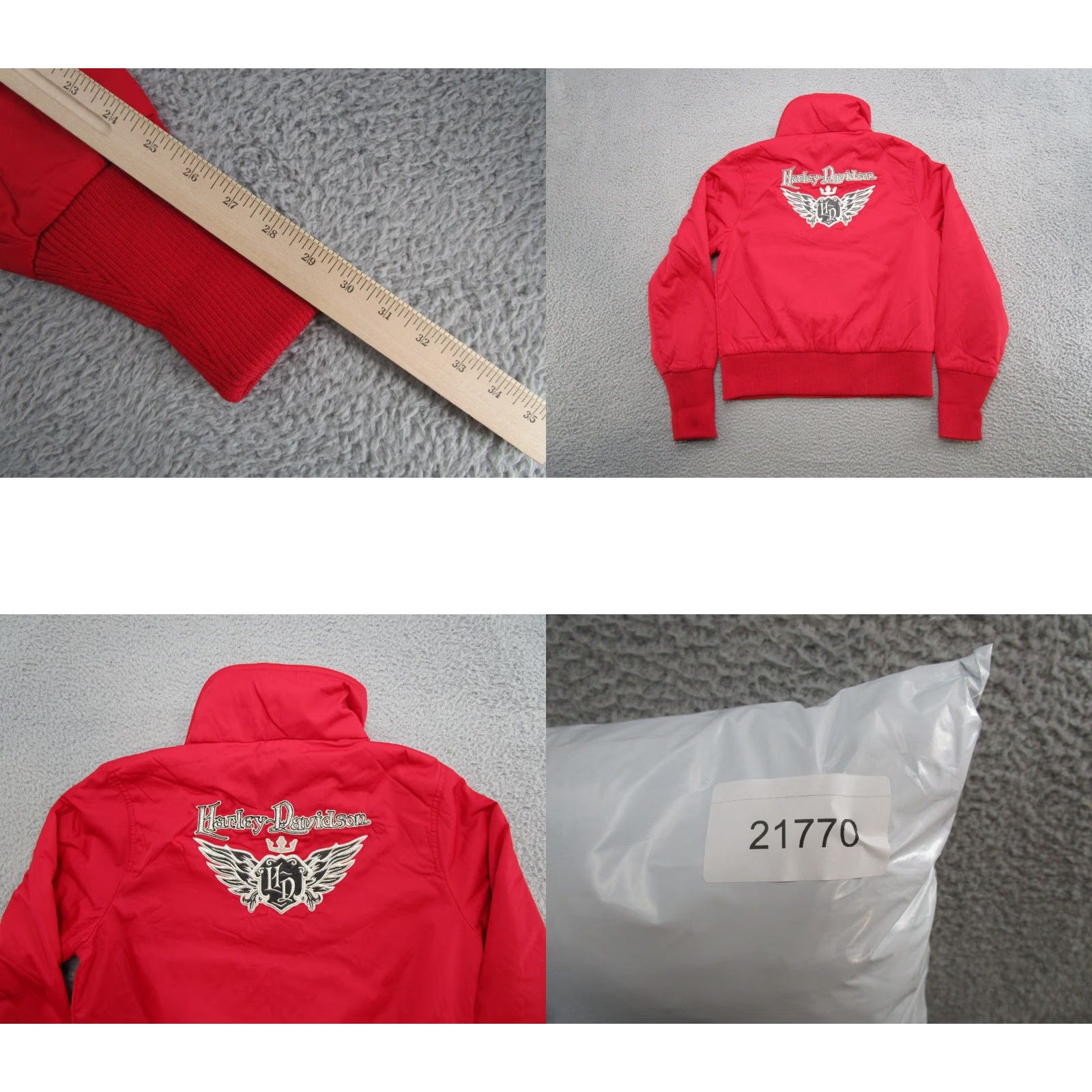 Harley Davidson Women's Harley-Davidson Zip Snap Up Red Nylon Jacket Medium Embroidered Jacket Harley-Davidson Red Nylon Zip Embroidered Women’s Size M Biker Coat Size M / US 6-8 / IT 42-44 - 8 Thumbnail