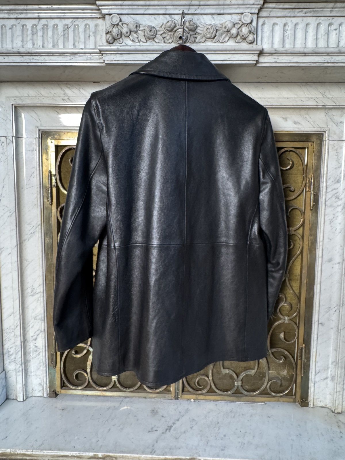 Saint Laurent Paris FW17 Double Breasted Coat in Black Textured Leather Size US L / EU 52-54 / 3 - 5 Thumbnail