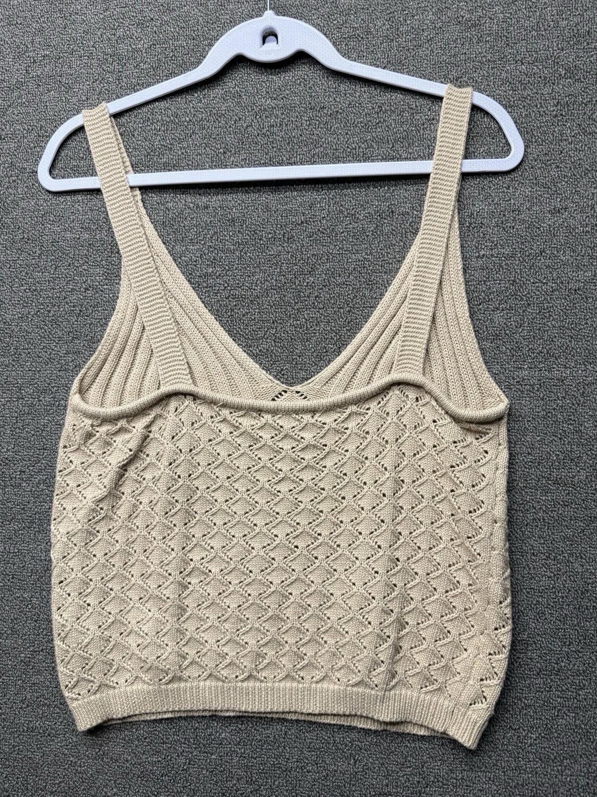 Other Streetwear Society Tan Crochet Crop Top Boho Shirt XL Size XL / US 12-14 / IT 48-50 - 2 Thumbnail