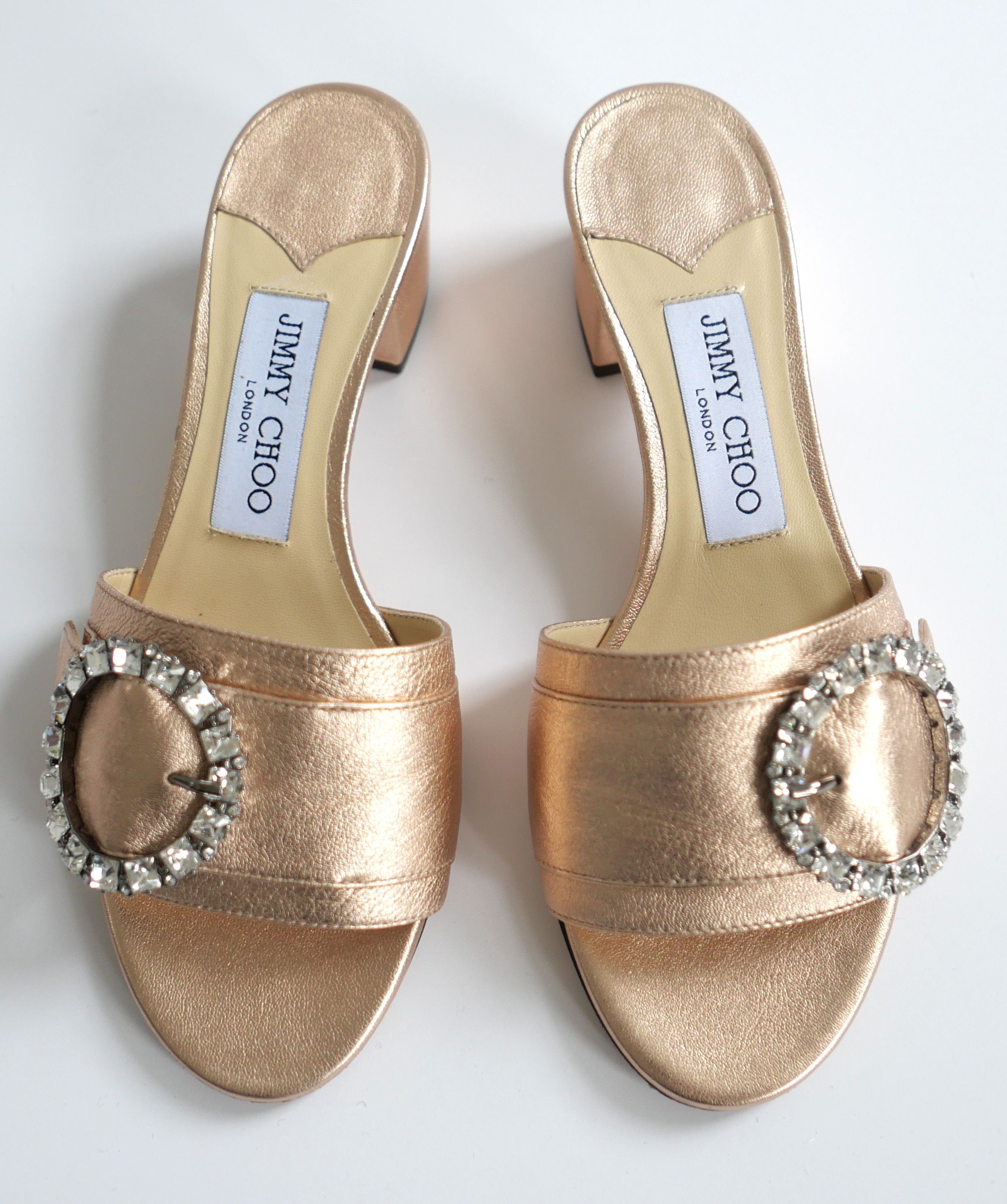 Jimmy Choo Jimmy Choo Granger Crystal Embellished Sandals Rose Gold Size US 6 / IT 36 - 1 Thumbnail