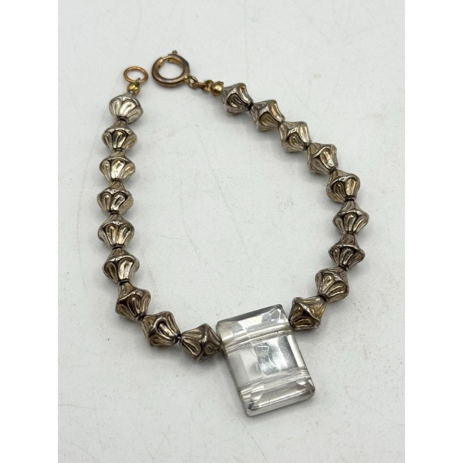 Vintage Vintage silver beaded rhinestone bracelet Size ONE SIZE - 3 Thumbnail