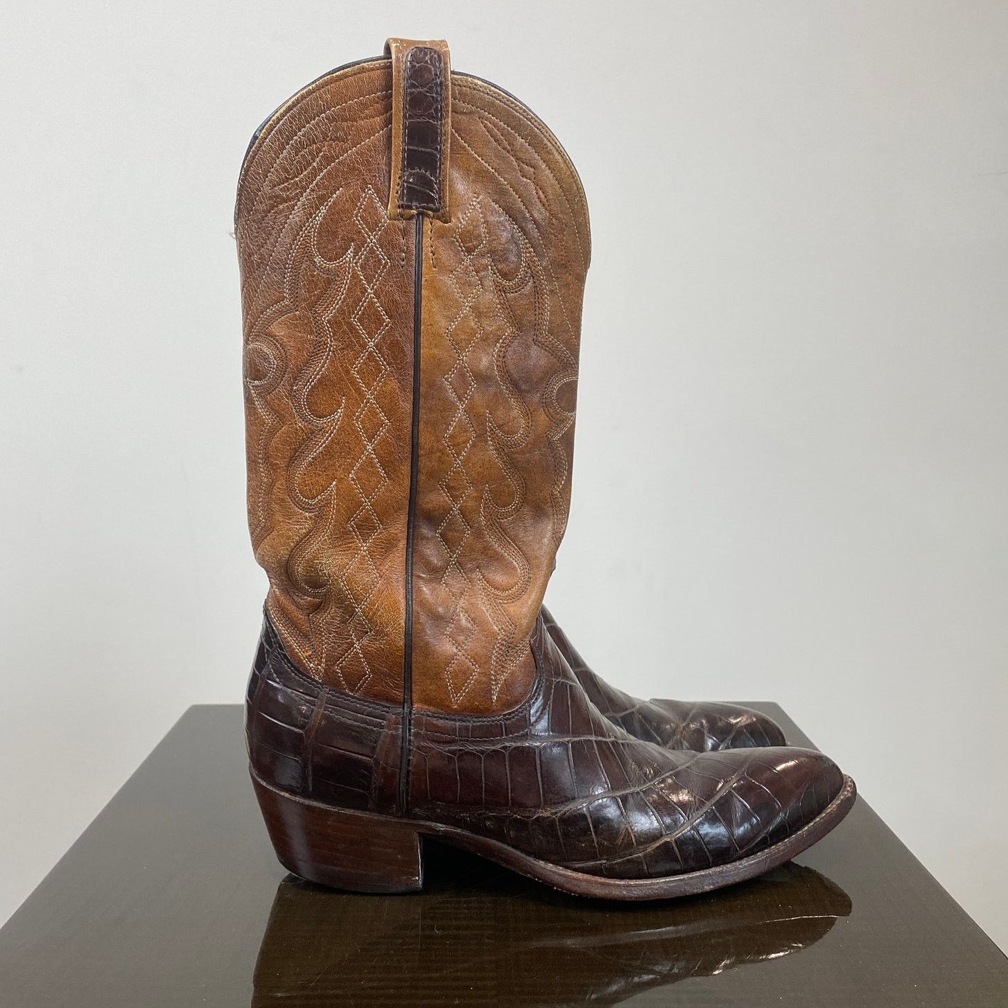 Dan Post × Vintage Vintage Dan Post Alligator Bias Cut Western 6933 Boots 8D Size US 8 / EU 41 - 3 Thumbnail