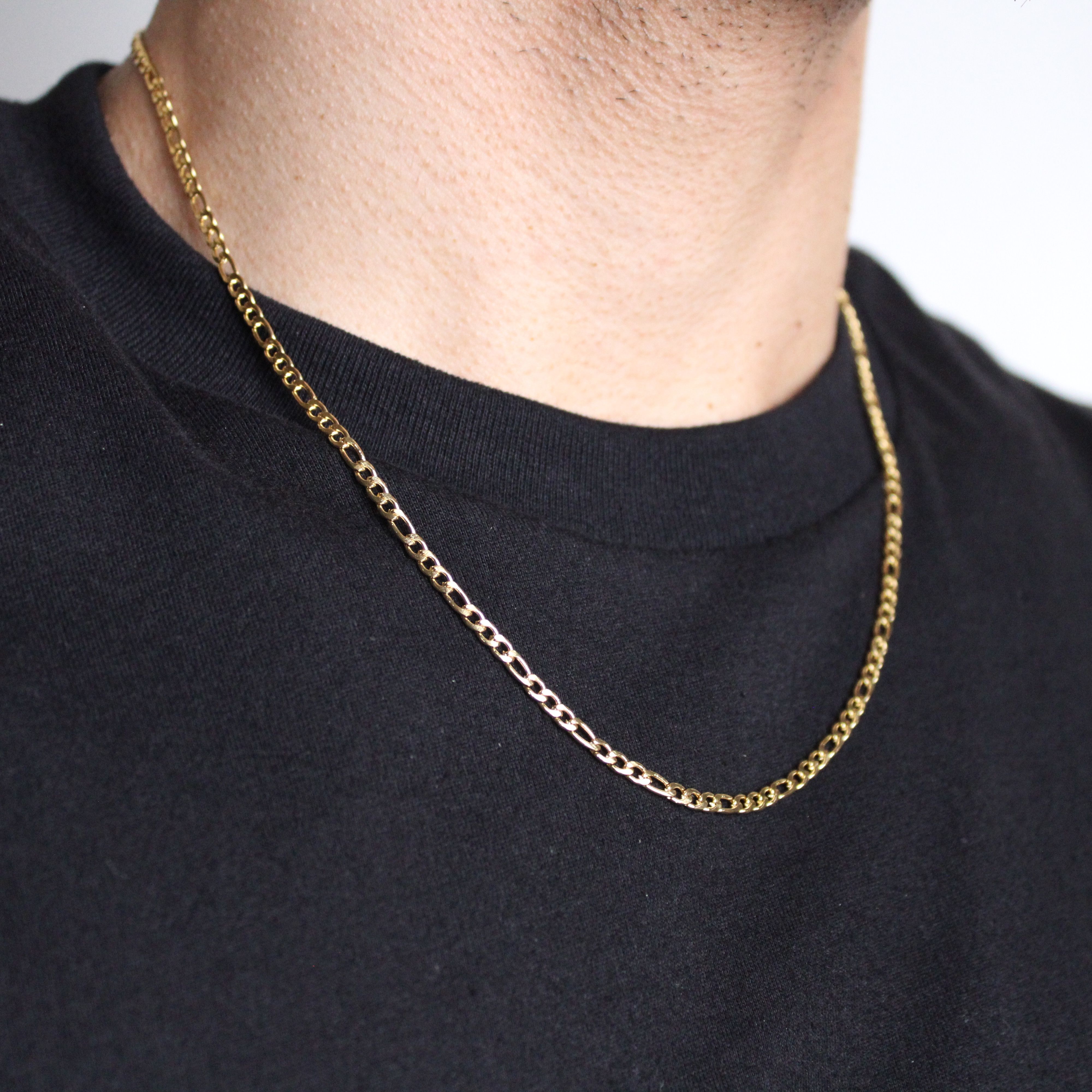 Jewelry Gold 3mm Figaro Chain Size ONE SIZE - 3 Thumbnail
