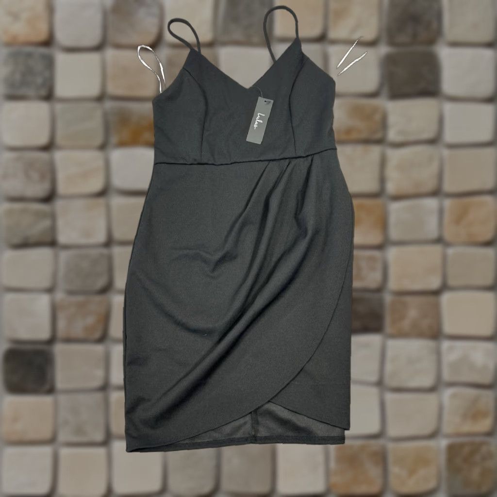 Lulus Lulus Dress Black Bodycon Wrap Womens Large V-Neck Sleeveless Short Neckline Party Cocktail Wedding Casual Size L / US 10 / IT 46 - 1 Thumbnail