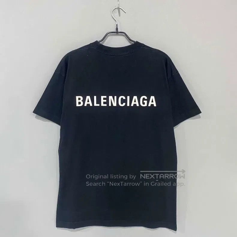 Balenciaga Balenciaga Black Front and Back Letter Logo Short Sleeve Size US S / EU 44-46 / 1 - 1 Thumbnail