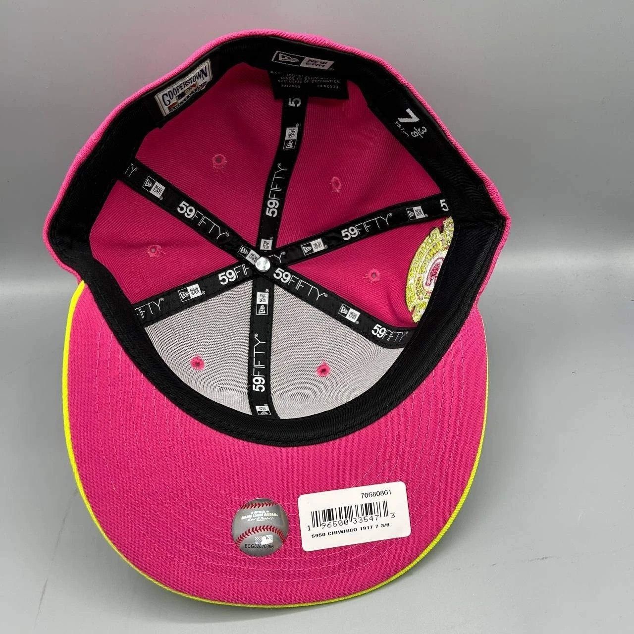 New Era Chicago White Sox Hat Men 7 3/8 Pink Yellow MLB Fitted Cap Size ONE SIZE - 7 Thumbnail
