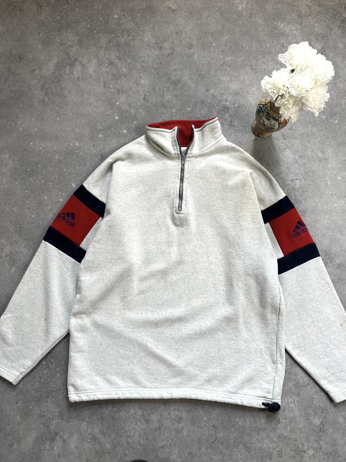 Adidas × Vintage 90s Adidas Half Zip Sweatshirt Retro Vintage Archive 00s Size US L / EU 52-54 / 3 - 2 Thumbnail