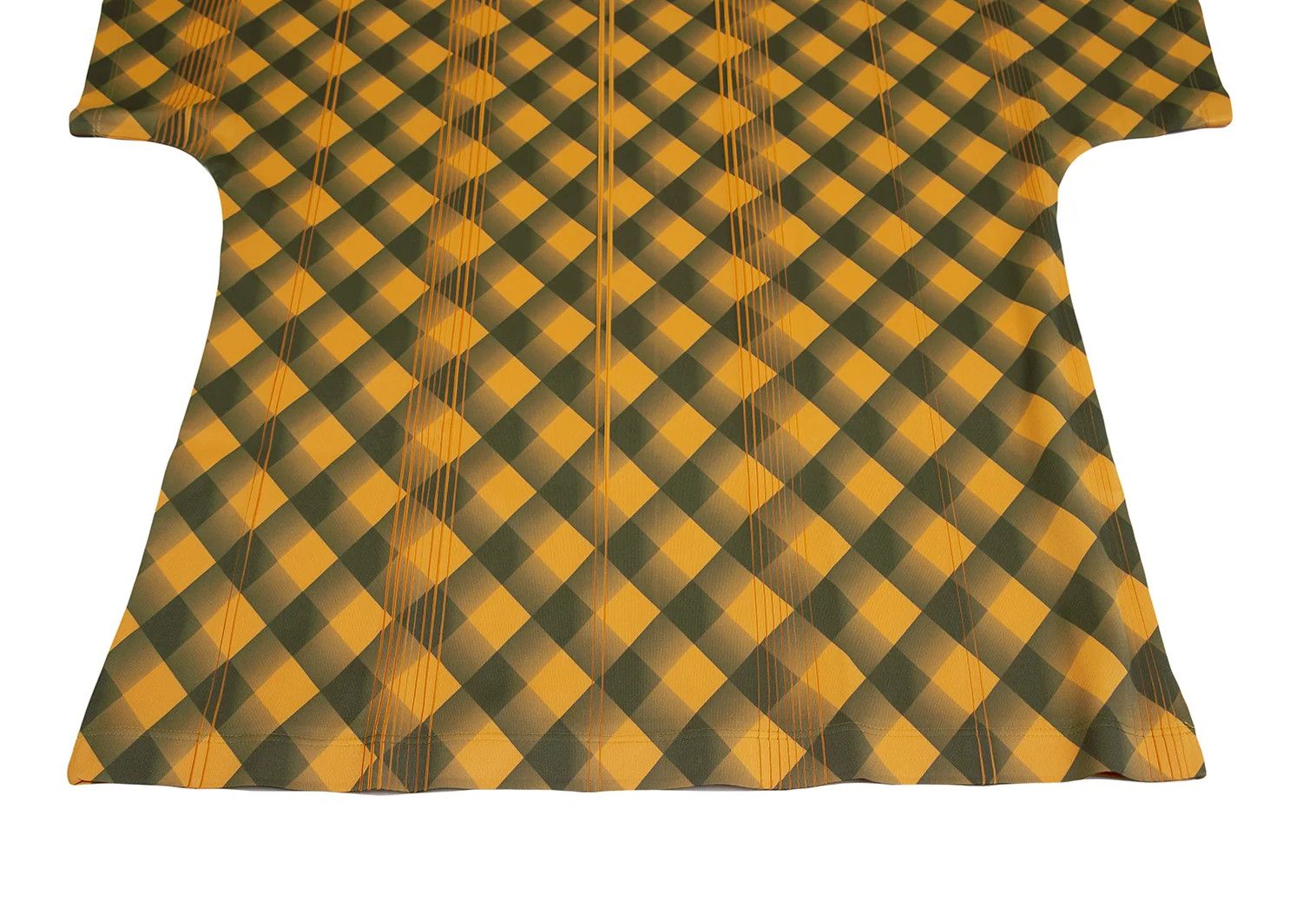 Issey Miyake Bias Check Pleats Line T-Shirt in Orange Green Size US M / EU 48-50 / 2 - 4 Thumbnail