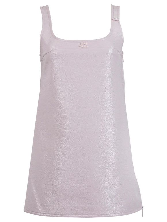 Courreges o1mle0524 Long Pressions Vinyl Dress in White Size M / US 6-8 / IT 42-44 - 1 Preview