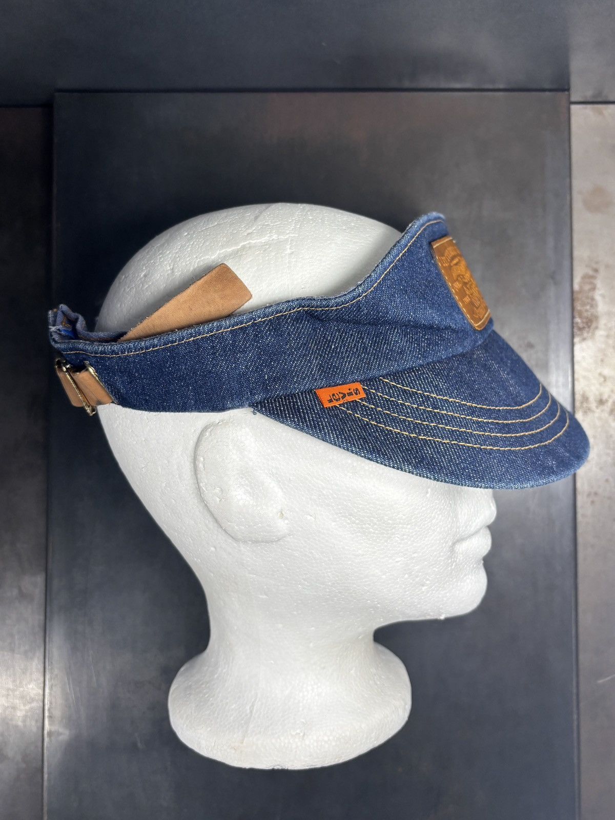 Levi's 1970s Levi's Orange Tab Hat 70s Vintage Dark Denim Visor Cap Size ONE SIZE - 12 Thumbnail