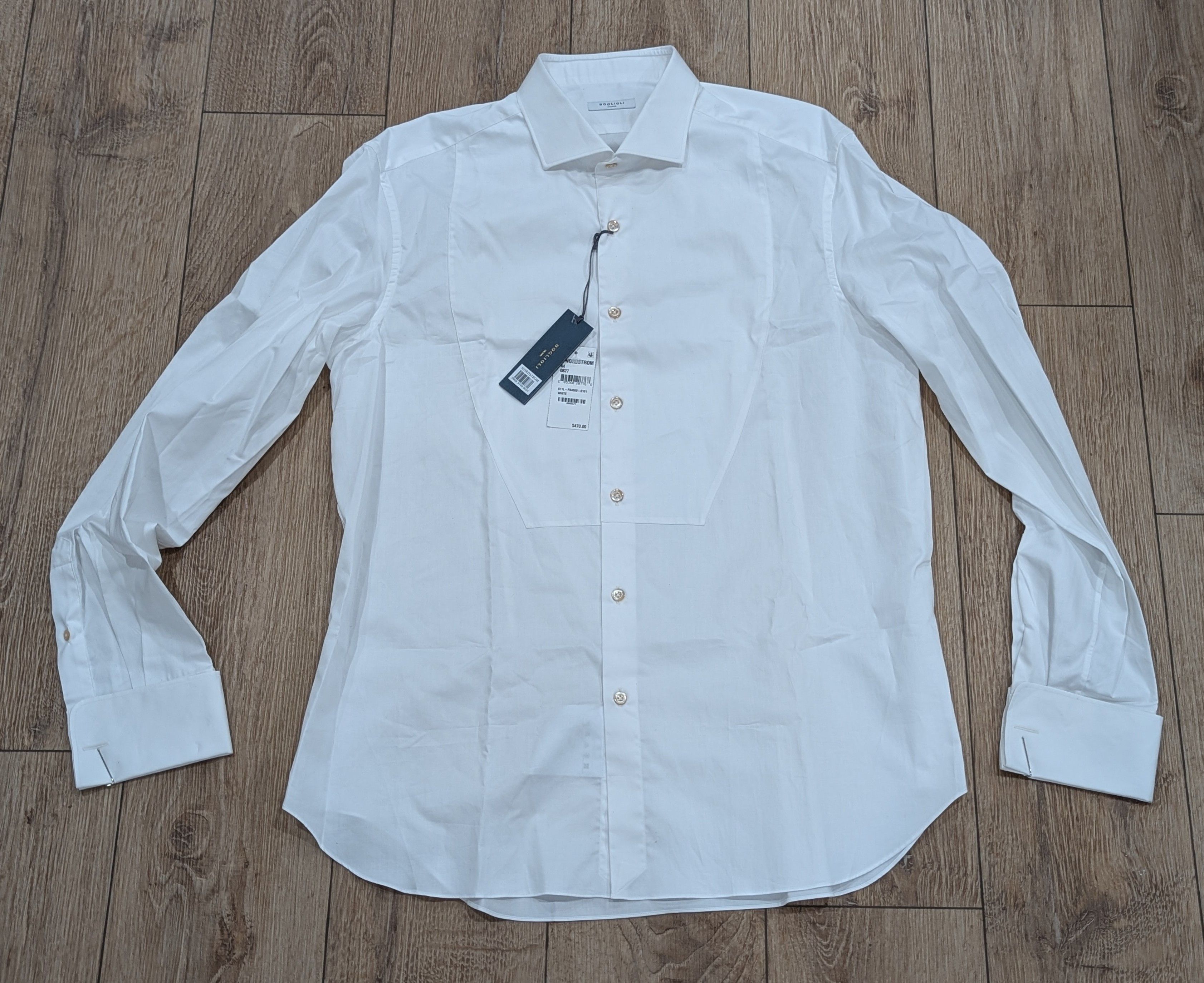 Boglioli Mens Boglioli Cotton Tuxedo Shirt White 44 US 17.5 Size US XL / EU 56 / 4 - 1 Thumbnail