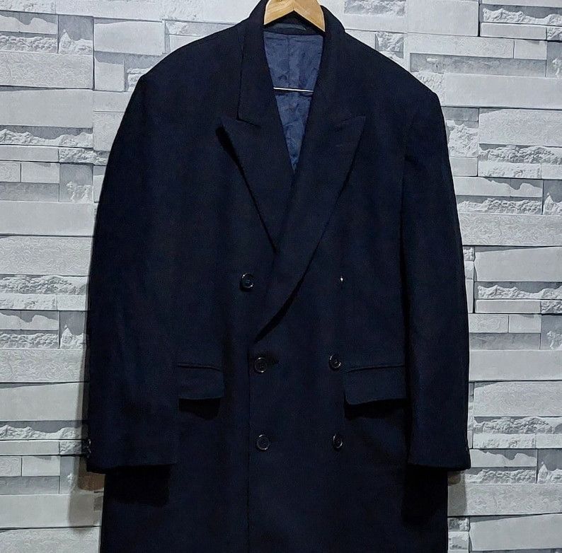 image of YVES Saint Laurent Vintage 90's YVES Sant Laurent Trench Coat Size: XL in Blue, Men's