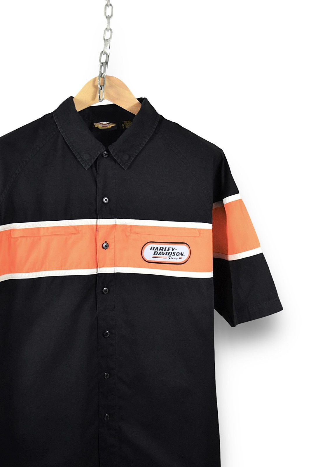 Harley Davidson Y2K Vintage Harley Davidson Big Logo Zip Pocket Racing Shirt Size US L / EU 52-54 / 3 - 7 Thumbnail