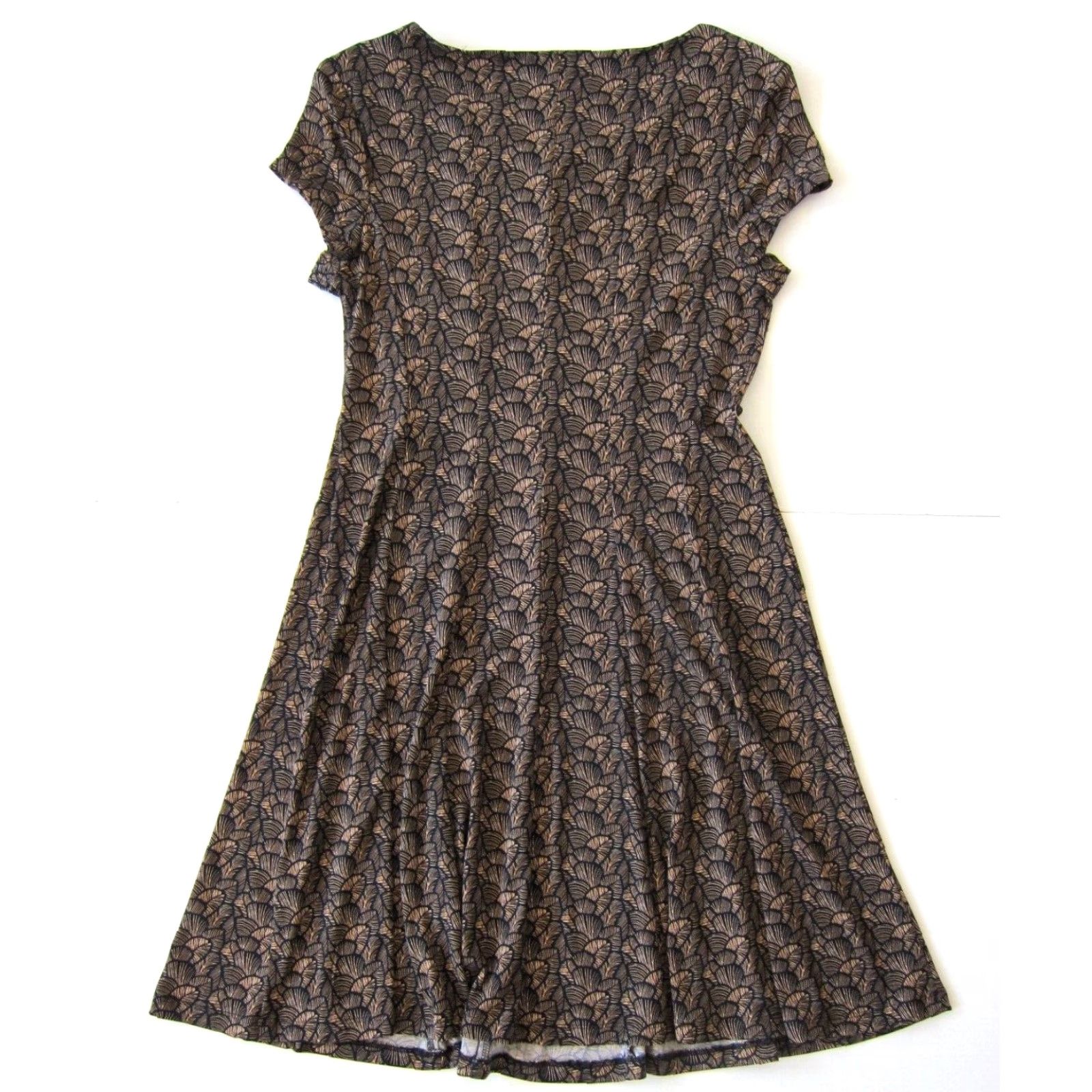 Vintage Connected Apparel Black Brown Floral Stretch Cap Sleeve A-Line Dress Size 10 Size L / US 10 / IT 46 - 2 Thumbnail