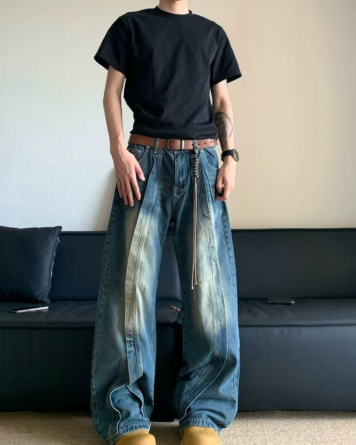 Japanese Brand × Jean Blue washed vintage stitching work jeans y2k Size US 32 / EU 48 - 2 Thumbnail