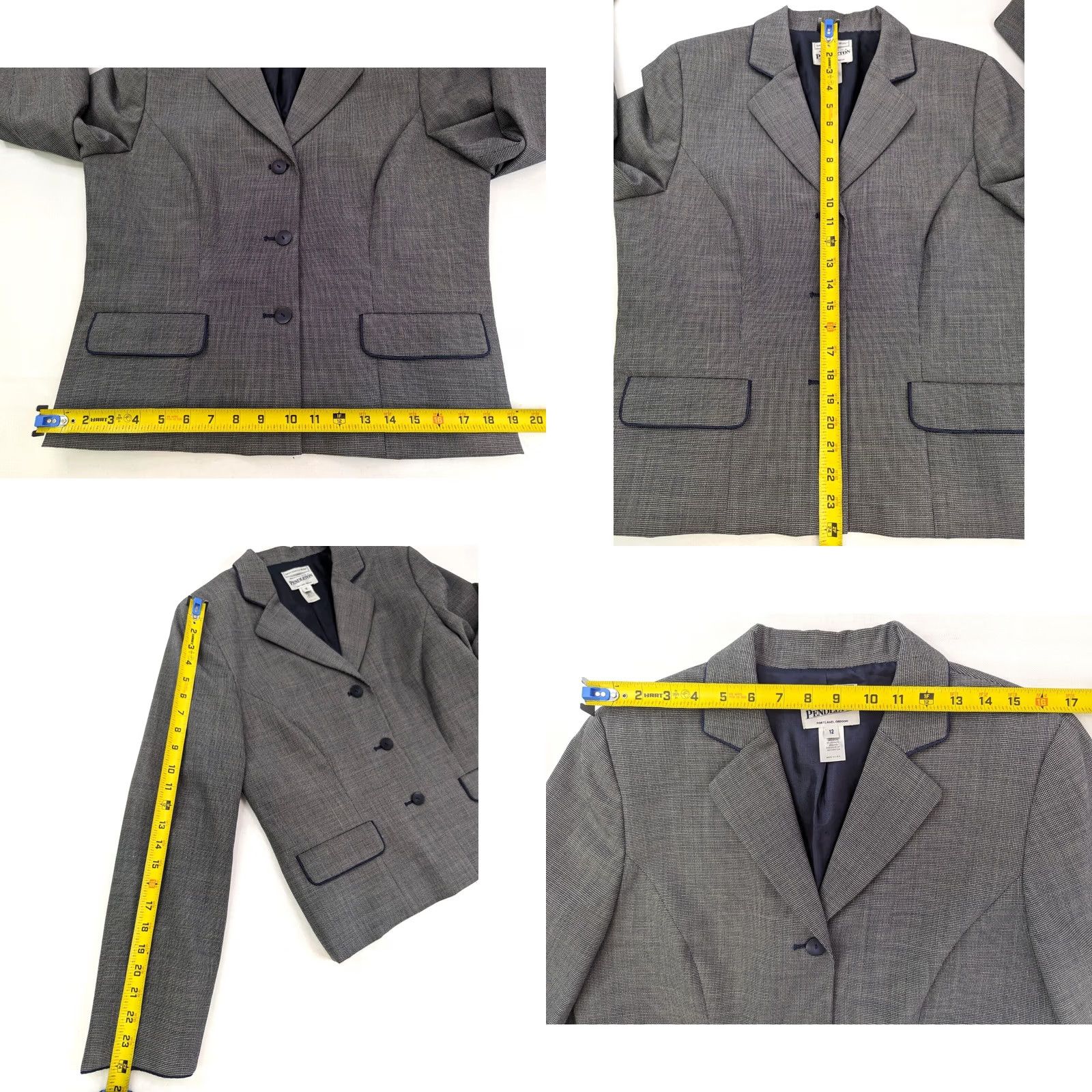 Pendleton VINTAGE Pendleton Savvy Stretch Wool Blazer Jacket Women 12 Check 3 Button Sport Coat Size XL / US 12-14 / IT 48-50 - 8 Thumbnail