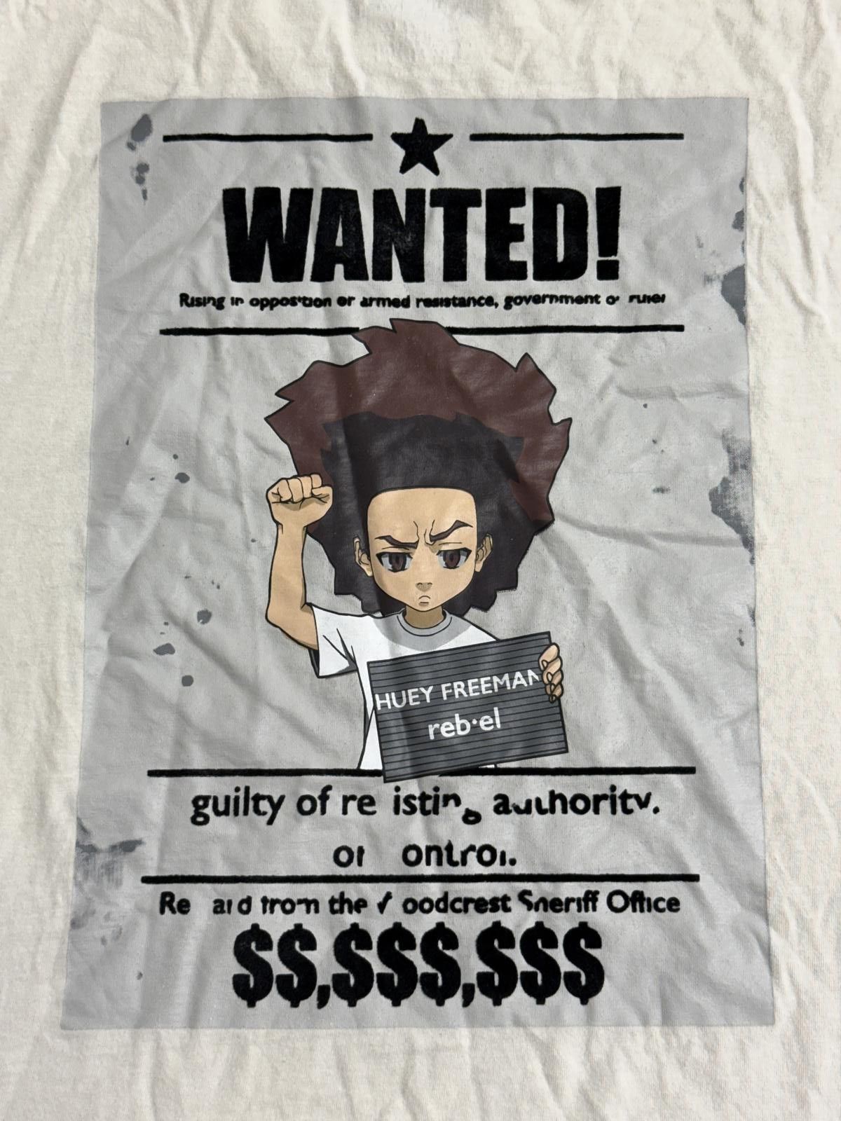 Other TV The Boondocks T-shirt Huey Freeman Wanted Poster- Large Size US L / EU 52-54 / 3 - 1 Thumbnail