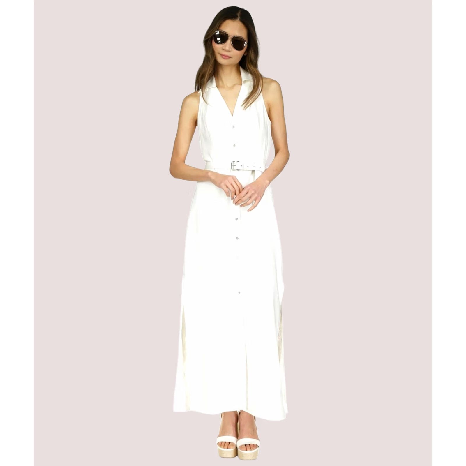 Michael Kors Michael Kors Womens Button Down Maxi Dress, White, Petite PM Size M / US 6-8 / IT 42-44 - 1 Thumbnail