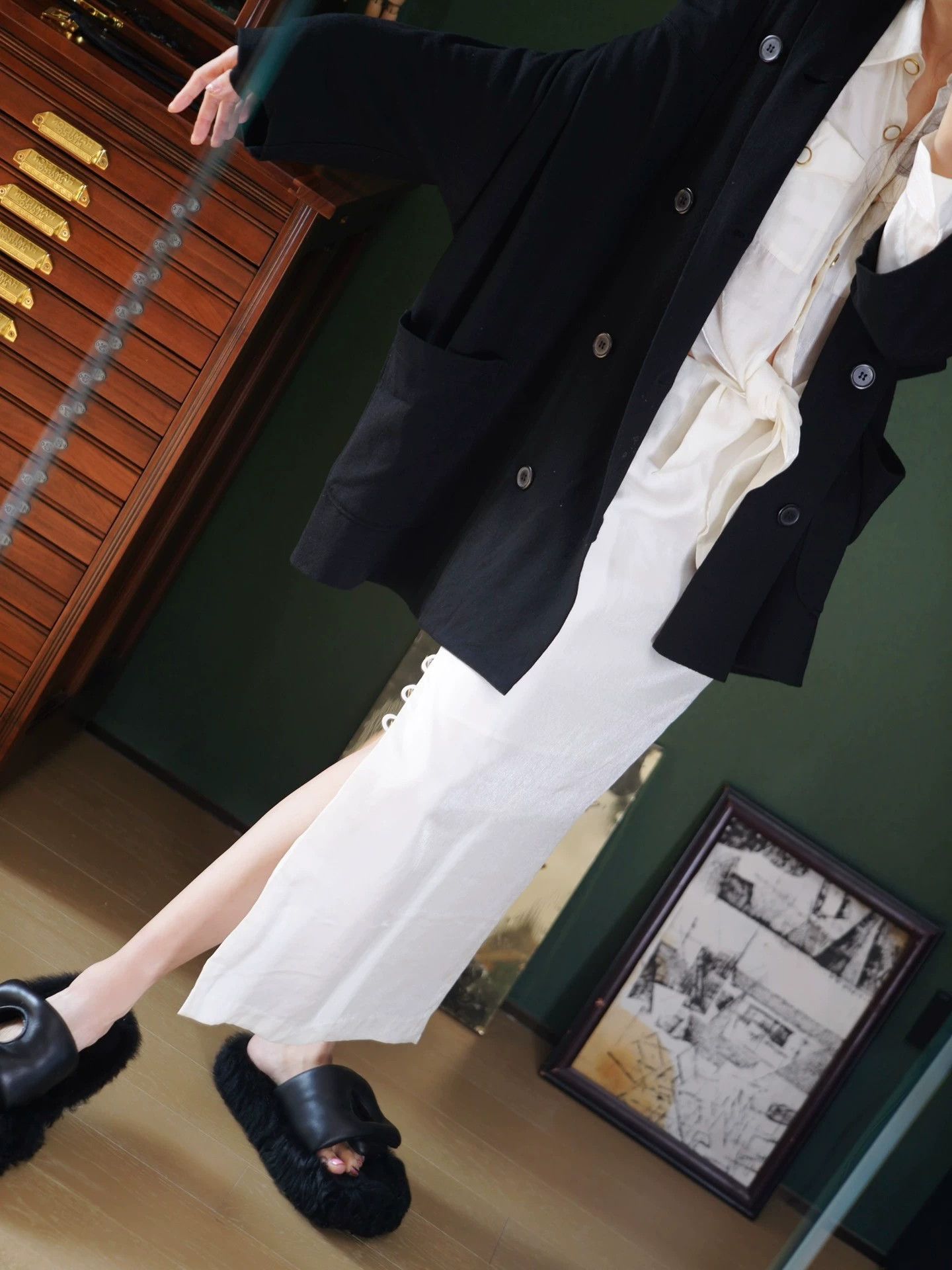 Yohji Yamamoto Yohji Yamamoto Y's Wide Light Wool Short Coat Free Size Size ONE SIZE - 7 Thumbnail