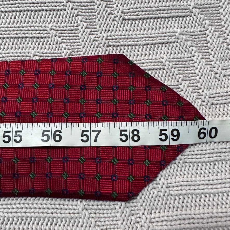 Vintage Vintage Venanzi red geometric plaid Italian silk tie Size ONE SIZE - 3 Thumbnail