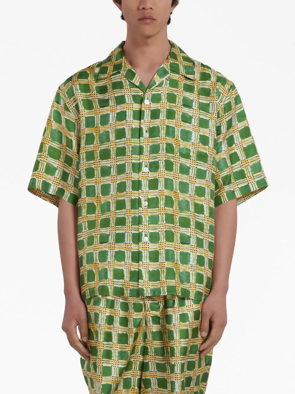 Marni o1w1db10824 Check Fields Silk Shirt in Multicolor Size US S / EU 44-46 / 1 - 2 Thumbnail
