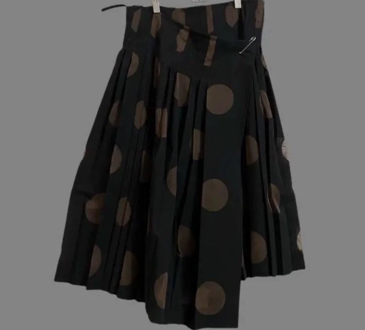 Yohji Yamamoto Yohji Yamamoto Black Tea Polka Dot Pleated Half Skirt ...