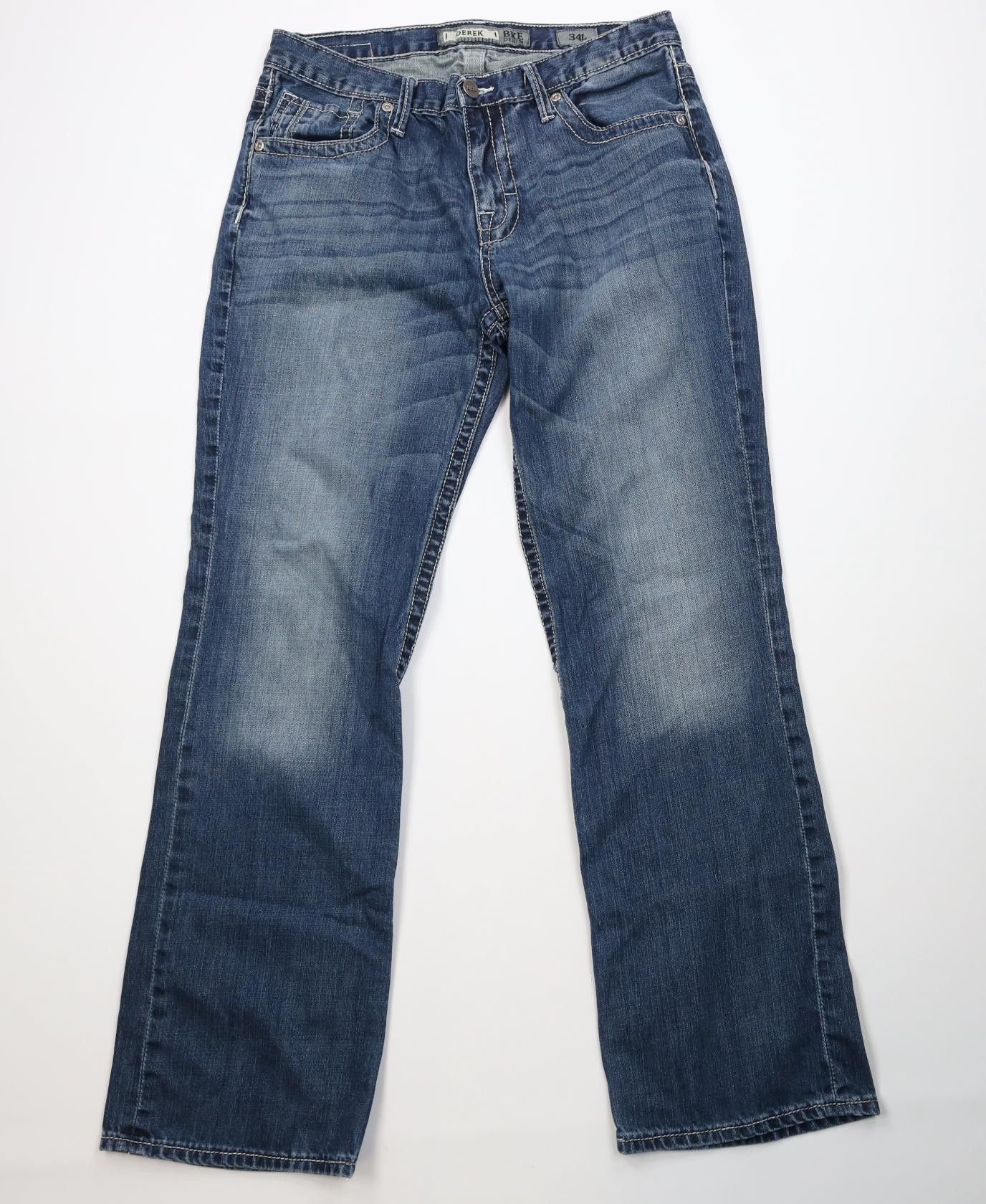 Vintage Buckle BKE Stitch Derek Wide Leg Bootcut Denim Jeans Blue Size US 34 / EU 50 - 1 Thumbnail