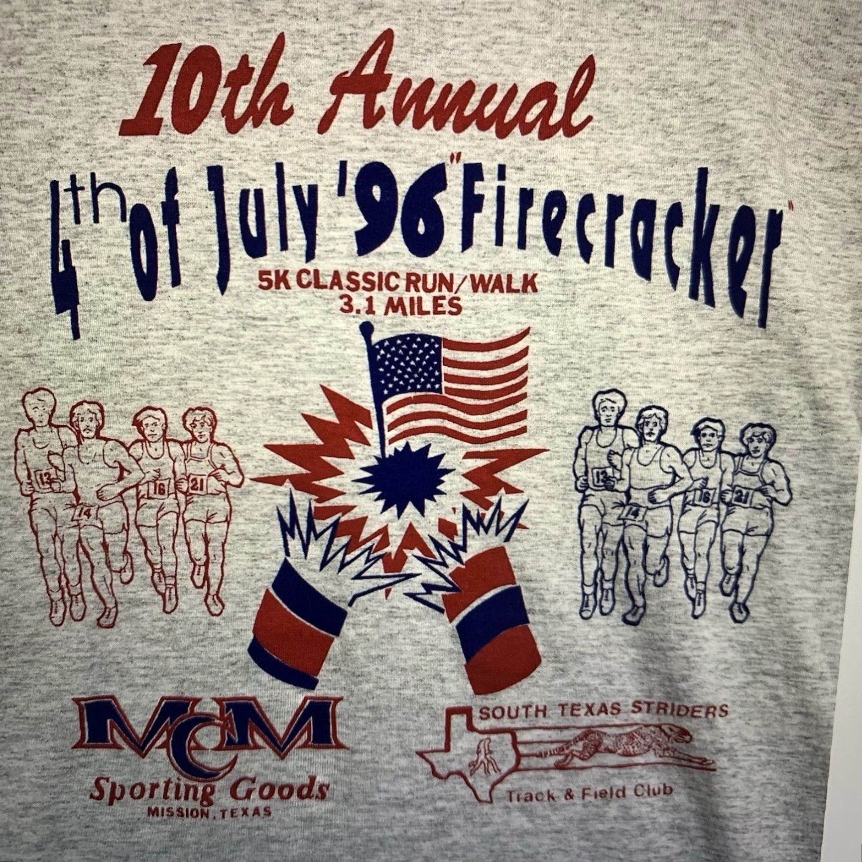 Jerzees Vintage JERZEES 4th of July T-Shirt XL Men Patriotic USA Runners 1996 Firecracker Classic Size US XL / EU 56 / 4 - 3 Thumbnail