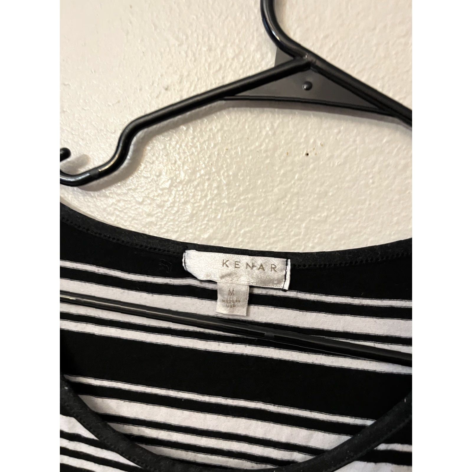 Vintage Kenar Women’s M Stretch Knit Top Black Striped 3/4 Sleeve Hi-Low Crew Neck Casual Knit Top Womens M Black Striped Hi-Low 3/4 Sleeve Kenar Top Size M / US 6-8 / IT 42-44 - 3 Thumbnail