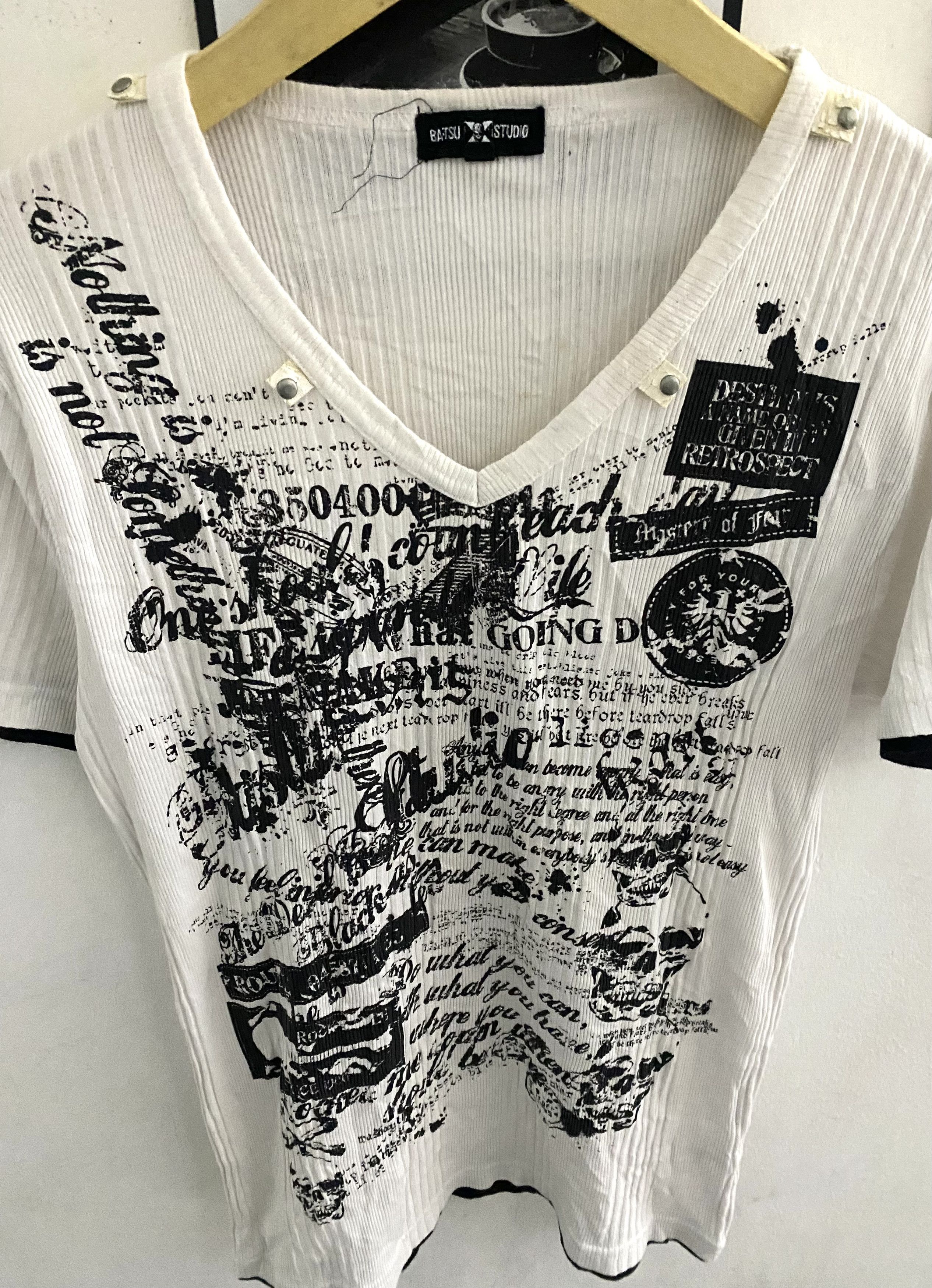 Japanese Brand Y2K BATSU STUDIO GRUNGE POEM IFSIXWASNINE TEE Size US M / EU 48-50 / 2 - 3 Thumbnail