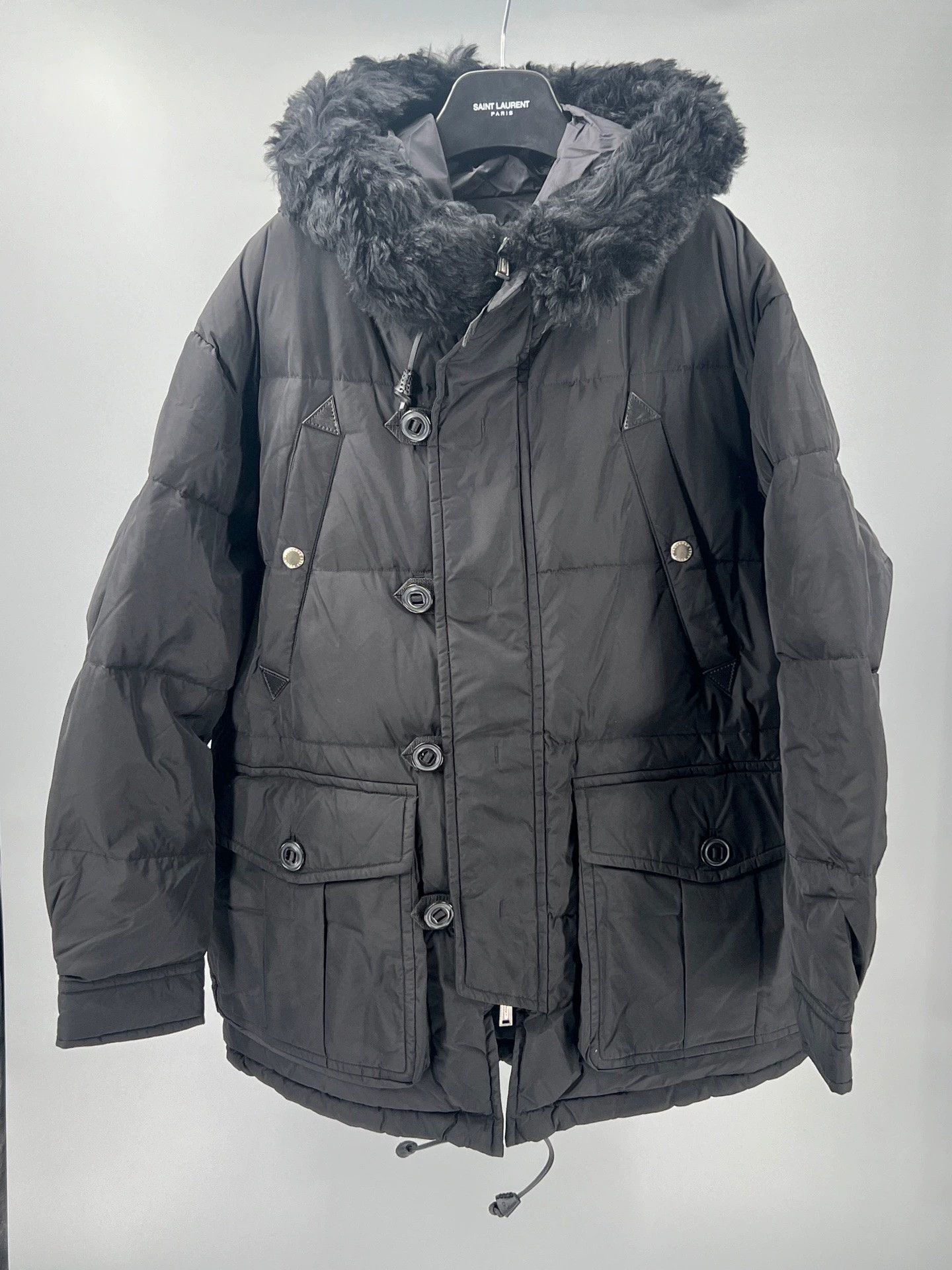 dsquared2 black down long coat for men